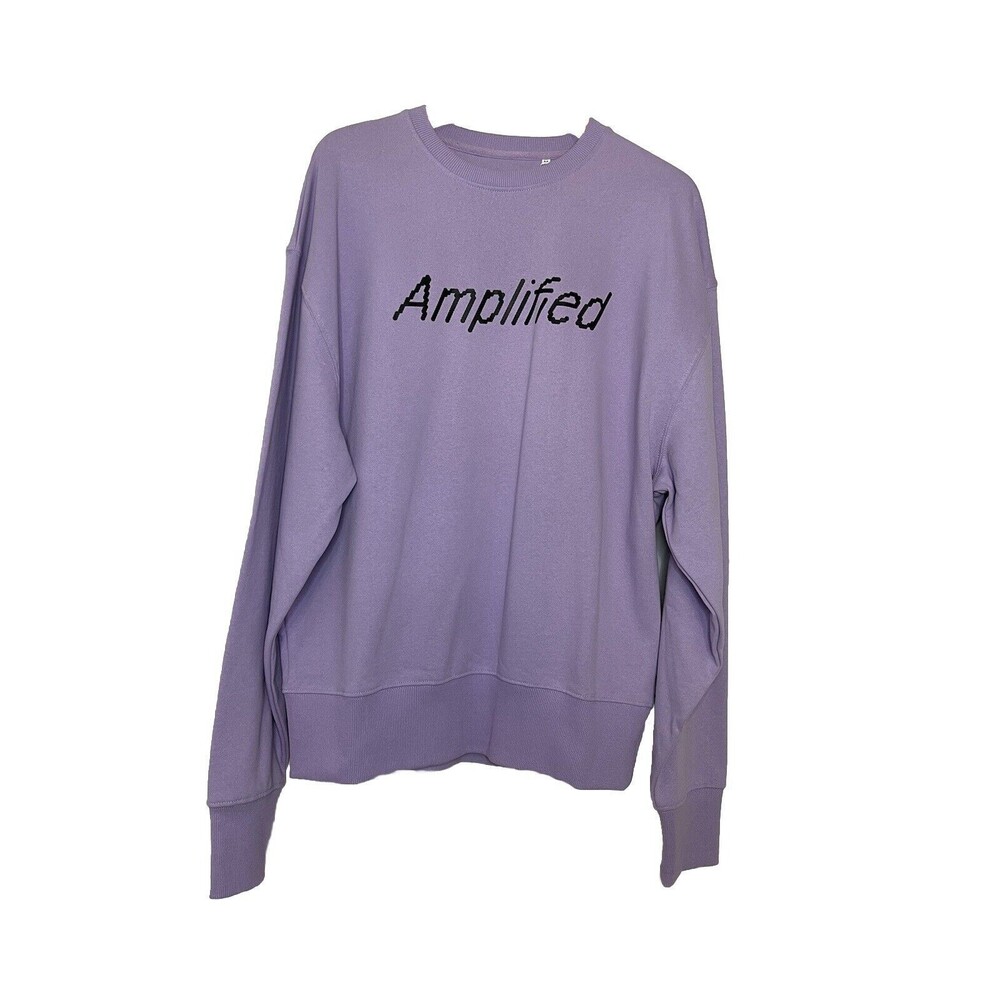 Iqoniq Womens Crewneck Sweatshirt Oversized Medium Lavender "amplified" Graphic